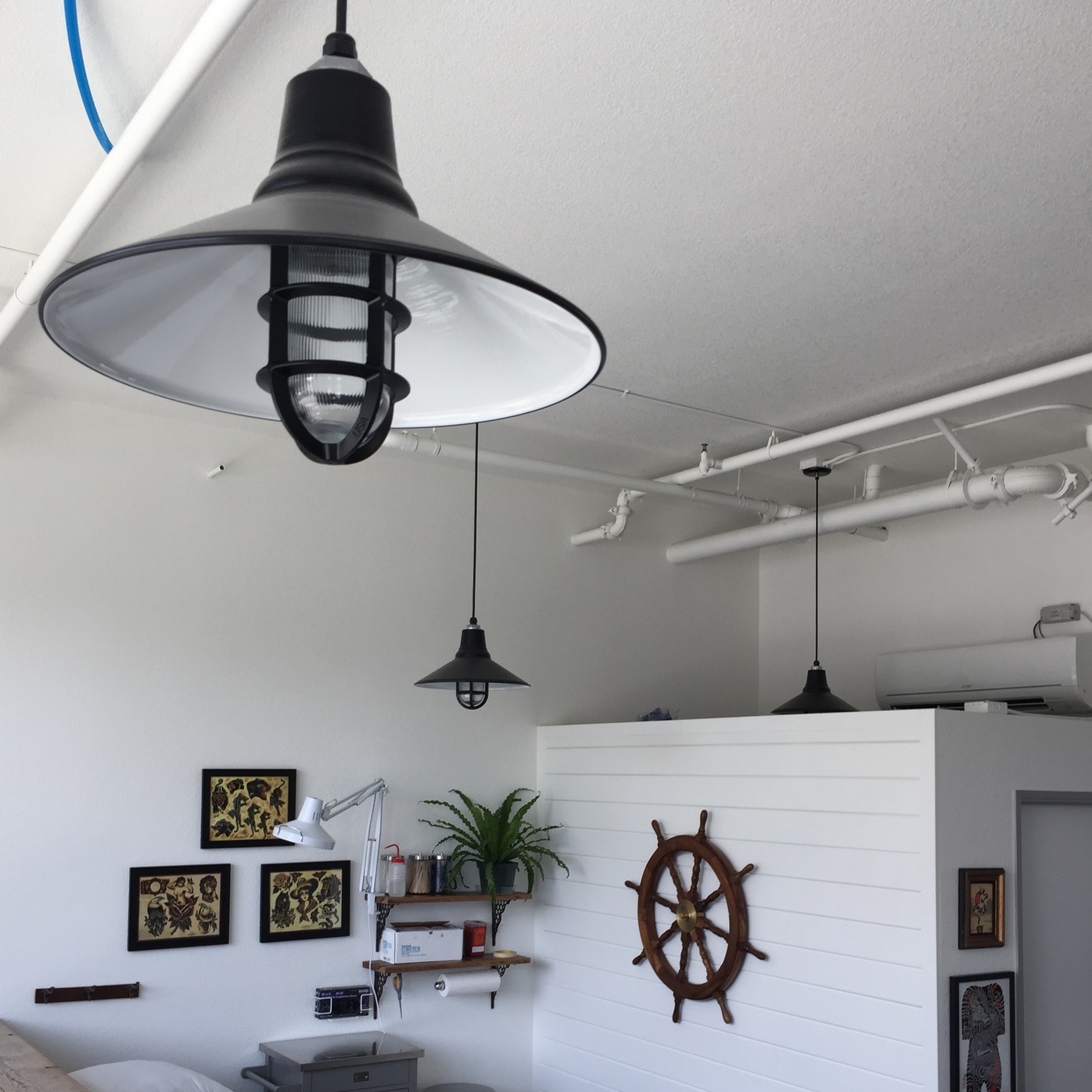 Aero Nautical LED Pendant Light | Photo Courtesy of Hidden Coast Tattoo